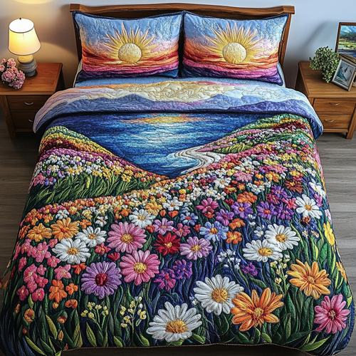 Flower Paradise 3-Piece Quilted Bedding Set NCU0VH3928