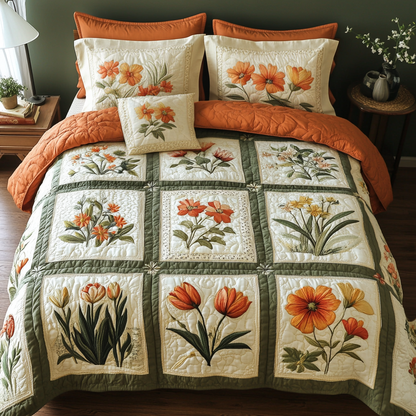 Flower Patch 3-Piece Quilted Bedding Set NCU0VH5292