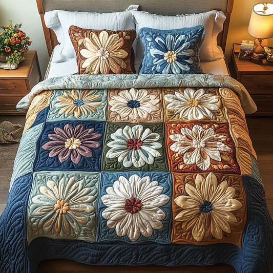 Flower Patch 3-Piece Quilted Bedding Set NCU0VH5383