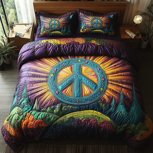 Flower Power 3-Piece Quilted Bedding Set NCU0DV5549
