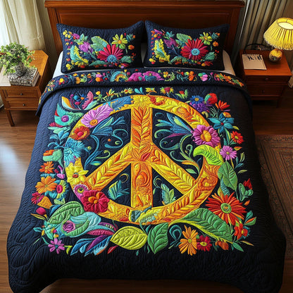 Flower Power 3-Piece Quilted Bedding Set NCU0PT3947