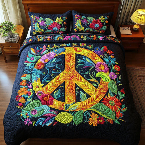 Flower Power 3-Piece Quilted Bedding Set NCU0PT3947