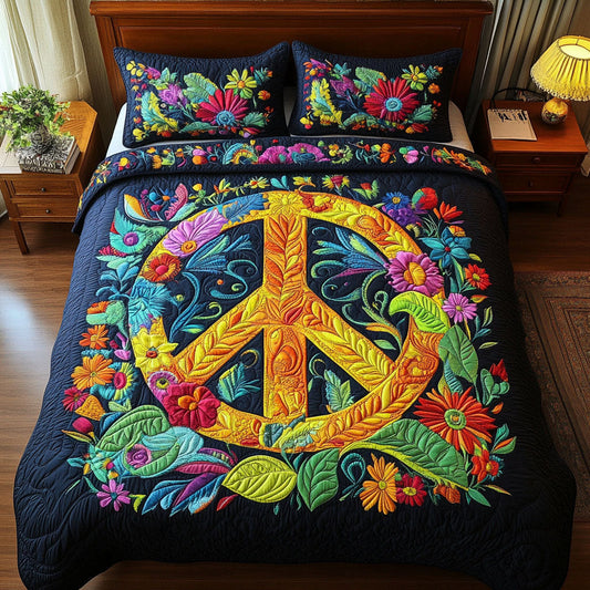 Flower Power 3-Piece Quilted Bedding Set NCU0PT3947