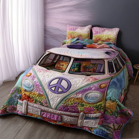 Flower Power Bliss 3-Piece Quilted Bedding Set NCU0PT4172