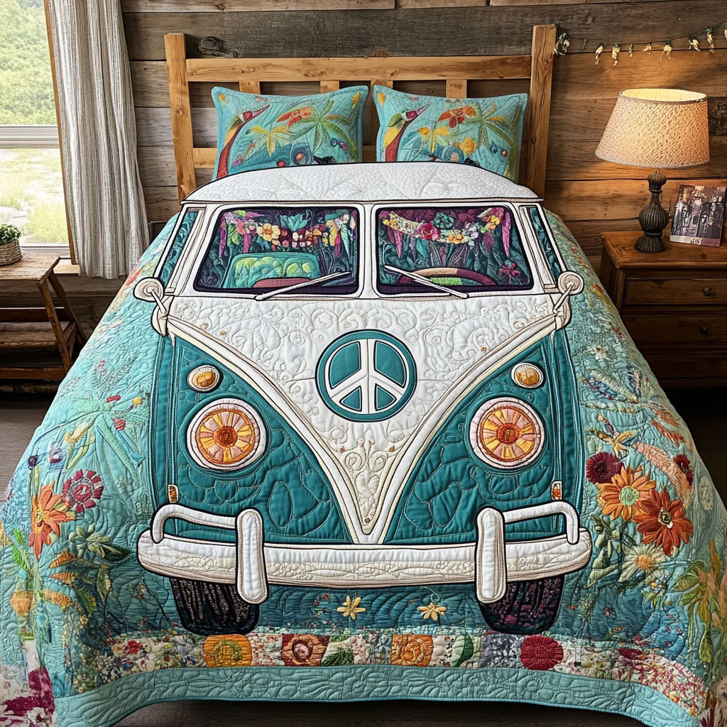 Flower Power Drive 3-Piece Quilted Bedding Set NCU0PT3976