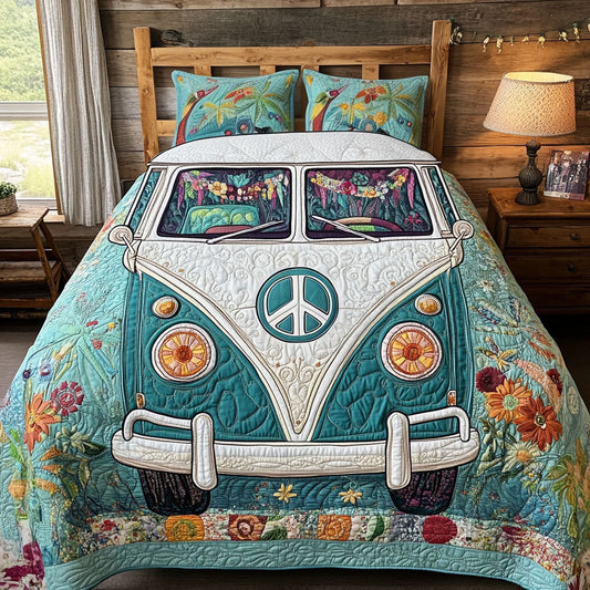 Flower Power Drive 3-Piece Quilted Bedding Set NCU0PT3976