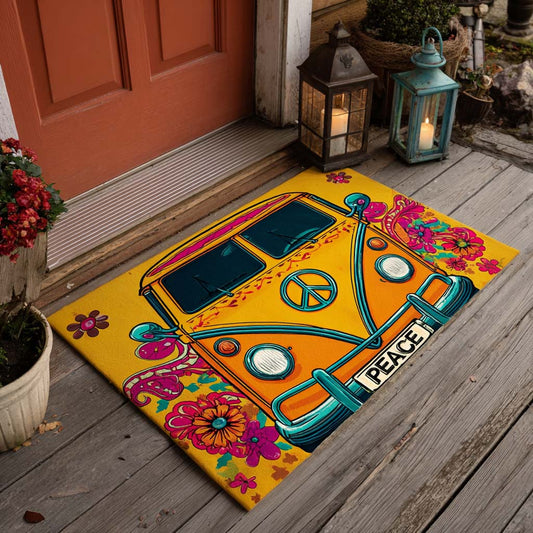 Flower Power Peace Van Doormat NCU0XD849