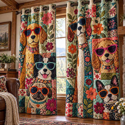 Flower Power Pups Quilted Curtains NCU0DV10376