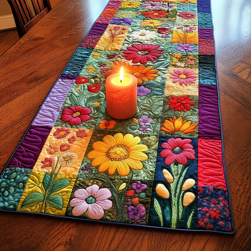 Flower Power Quilted Table Runner NCU0VH3973