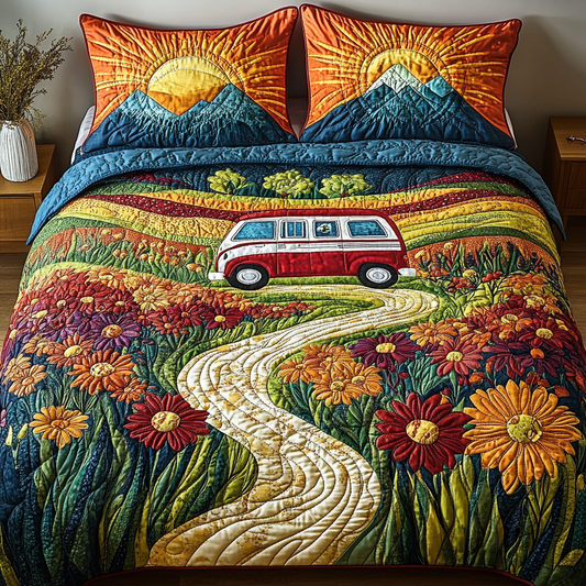 Flower Power Ride 3-Piece Quilted Bedding Set NCU0DV4153