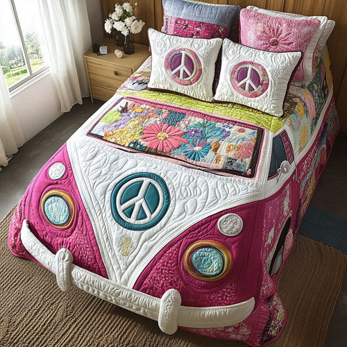 Flower Power Van 3-Piece Quilted Bedding Set NCU0NT4033