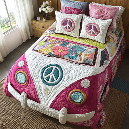 Flower Power Van 3-Piece Quilted Bedding Set NCU0NT4033