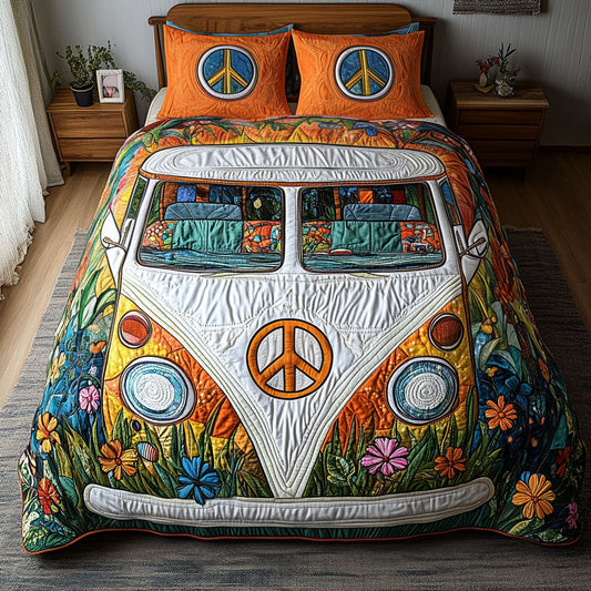 Flower Power Van 3-Piece Quilted Bedding Set NCU0PT4025
