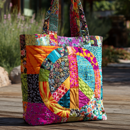 Flower Power Vibes Quilted Tote Bag NCU0PT8355