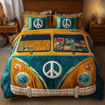 Flower Ride Blue 3-Piece Quilted Bedding Set NCU0NT4254
