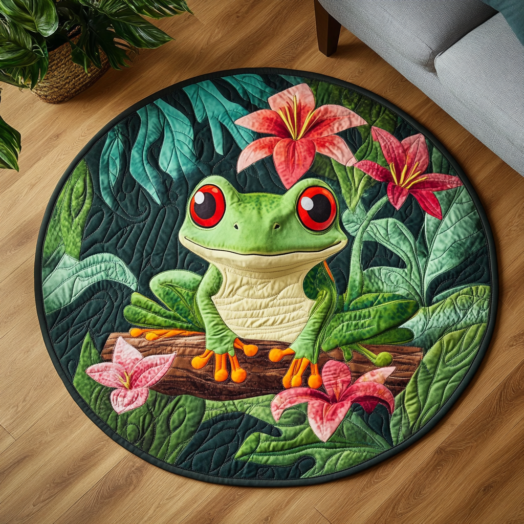 Flower Toad Quilted Round Mat NCU0VH5971