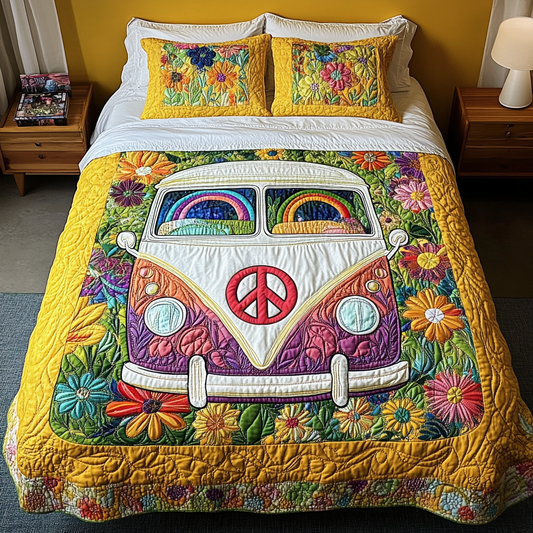 Flower Van 3-Piece Quilted Bedding Set NCU0VH2783