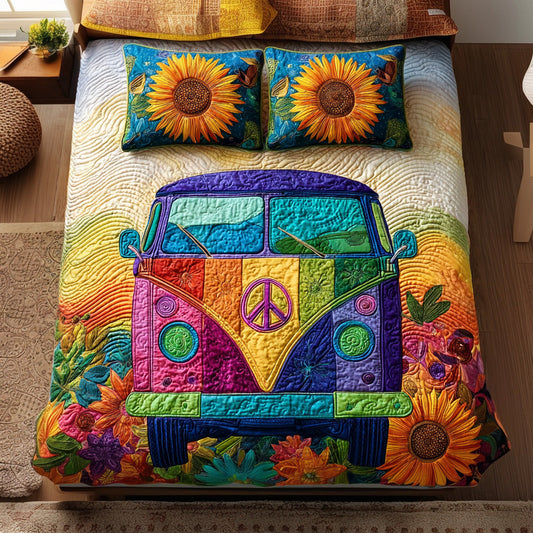 Flower Wheels 3-Piece Quilted Bedding Set NCU0DV7360