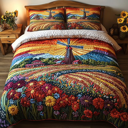 Flower Winds 3-Piece Quilted Bedding Set NCU0VL1675