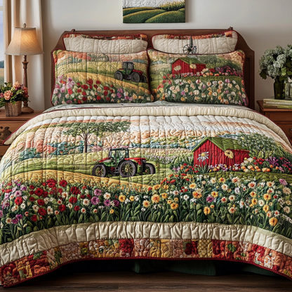 Flowered Harvest 3-Piece Quilted Bedding Set NCU0VH4054