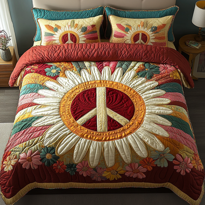 Flowered Peace 3-Piece Quilted Bedding Set NCU0VH2471