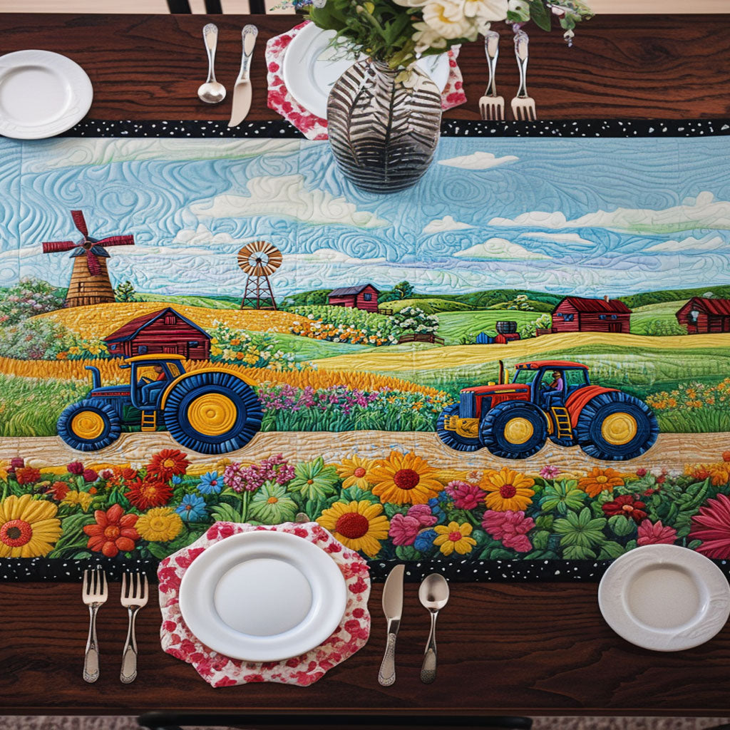 Flowered Road Quilted Table Runner NCU0NT6296