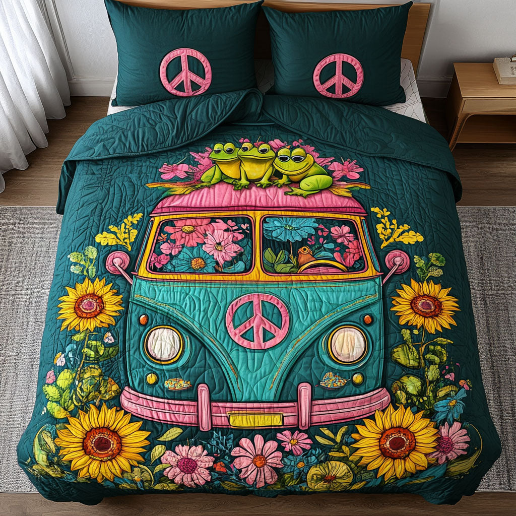 Flowerfield Frogs 3-Piece Quilted Bedding Set NCU0NT6884
