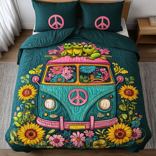 Flowerfield Frogs 3-Piece Quilted Bedding Set NCU0NT6884