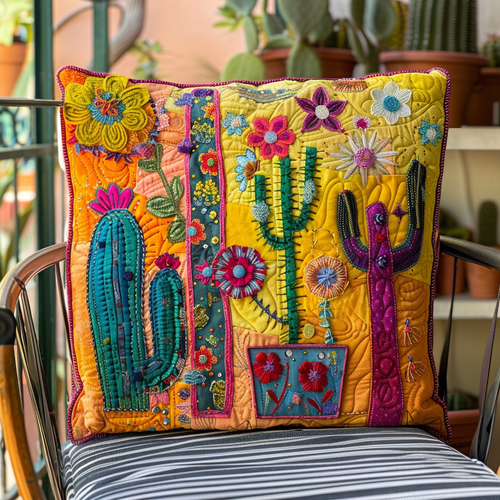 Flowering Cactus Quilted Pillow Case NCU0PD192