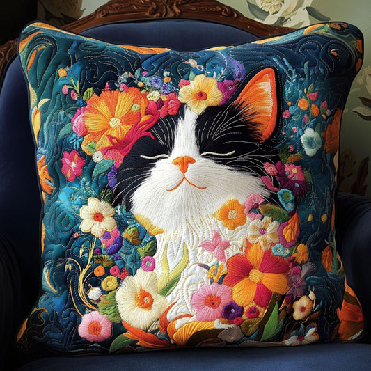 Flowery Cat Dreams Quilted Pillow Case NCU0NT6286