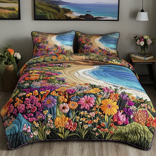 Flowery Escape 3-Piece Quilted Bedding Set NCU0VH4030