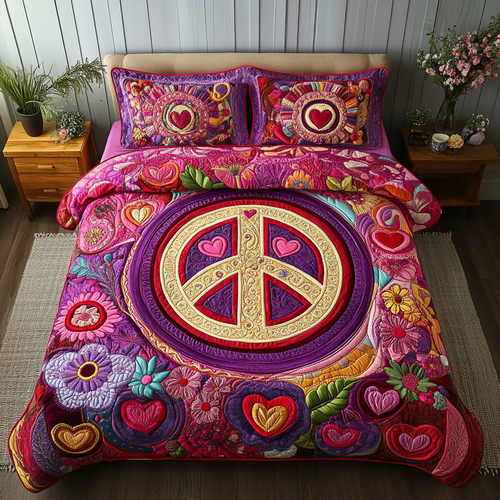 Flowery Peace Quilted Bedding Set NCU0DK6396