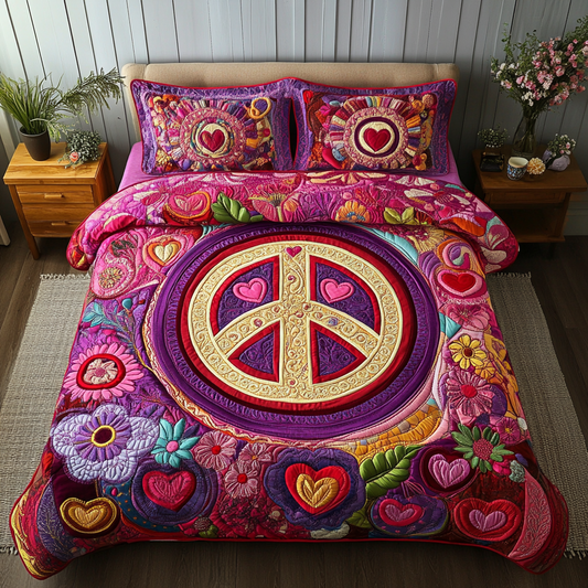 Flowery Peace Quilted Bedding Set NCU0DK6396