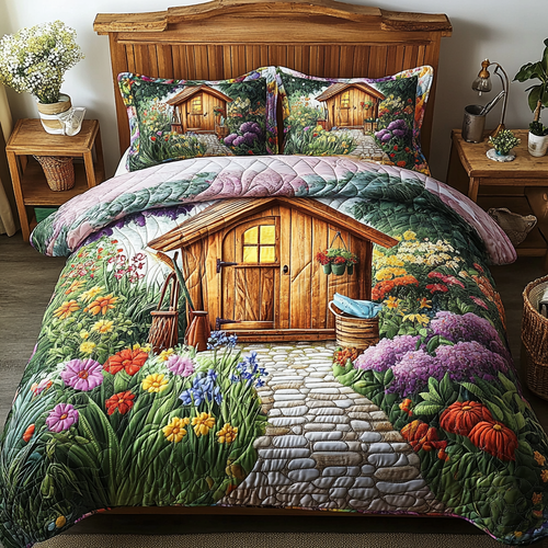Flowery Retreat 3-Piece Quilted Bedding Set NCU0VL2191