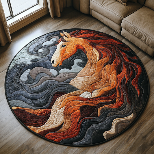 Flowing Horse Quilted Round Mat NCU0DV5417