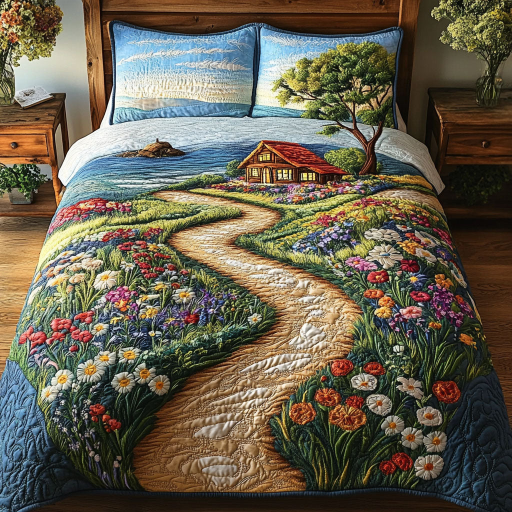 Flowing Tranquility 3-Piece Quilted Bedding Set NCU0PT4287