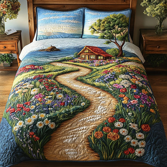 Flowing Tranquility 3-Piece Quilted Bedding Set NCU0PT4287