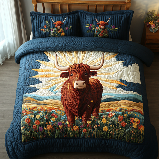 Fluffy Cow 3-Piece Quilted Bedding Set NCU0DV3223