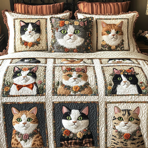 Fluffy Friends 3-Piece Quilted Bedding Set NCU0VH4290