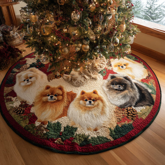 Fluffy Holiday Cheer Christmas Quilted Tree Skirt NCU0DV8181