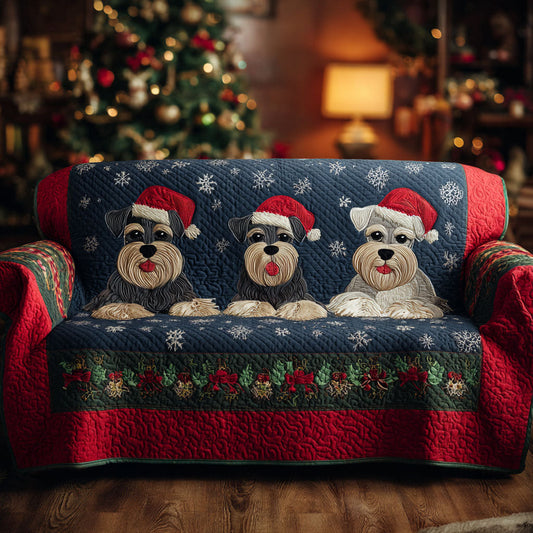 Fluffy Holiday Pups Quilted Sofa Cover NCU0TV955