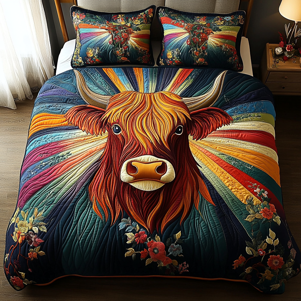 Fluffy Pastures 3-Piece Quilted Bedding Set NCU0DV3231