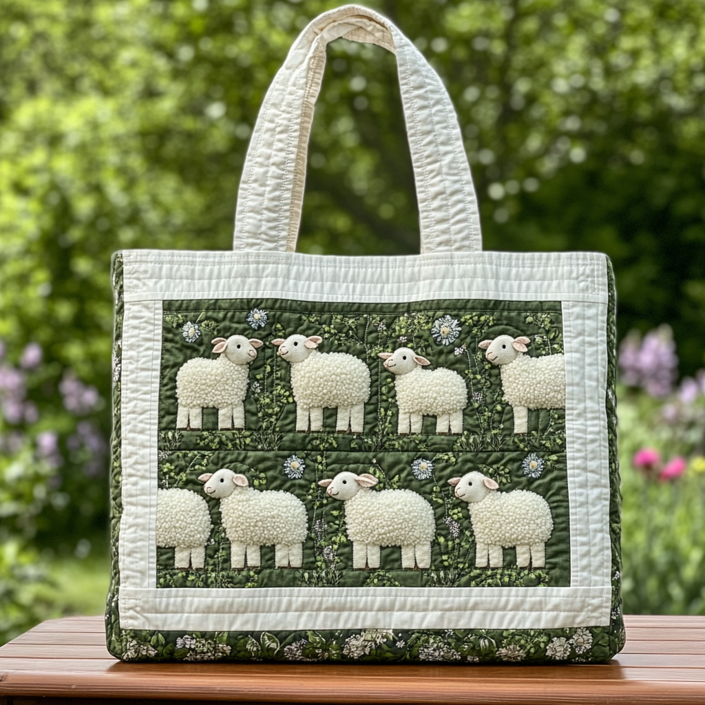 Fluffy Sheep Quilted Tote Bag NCU0DK9009