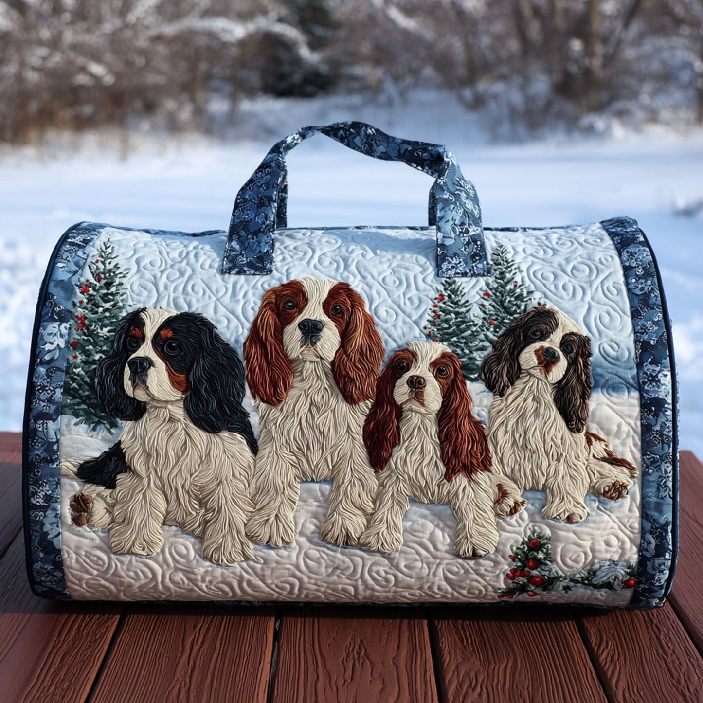Fluffy Spaniel Quilted Duffle Bag NCU0PT9328