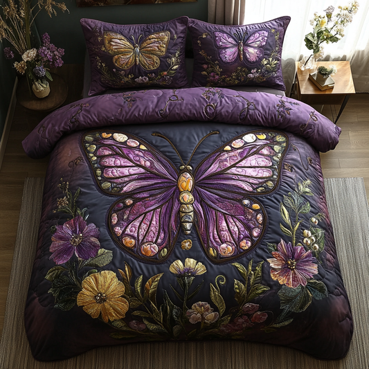 Flutter Bliss 3-Piece Quilted Bedding Set NCU0DV3180