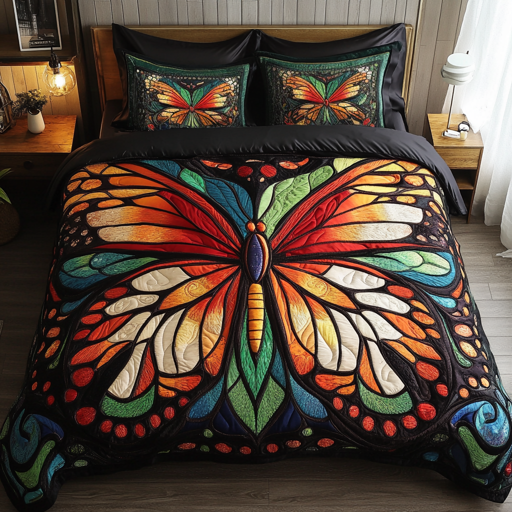 Flutter Bloom 3-Piece Quilted Bedding Set NCU0DK5769