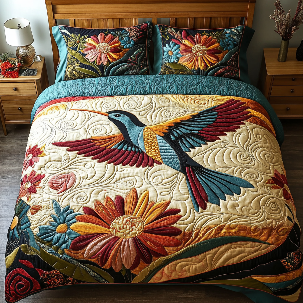 Flutter Breeze 3-Piece Quilted Bedding Set NCU0DK5646
