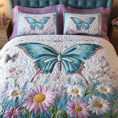 Flutter Grace 3-Piece Quilted Bedding Set NCU0VH5078