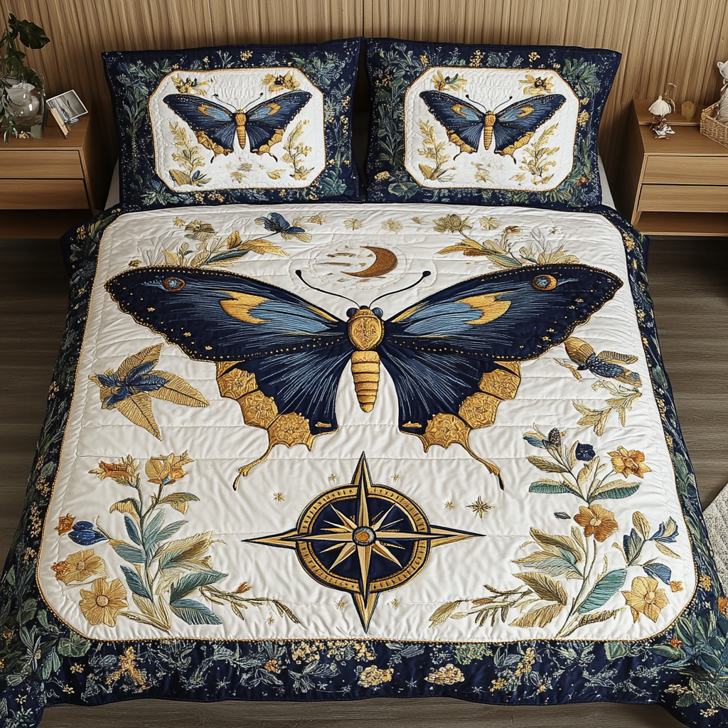 Flutter Night 3-Piece Quilted Bedding Set NCU0VL2371