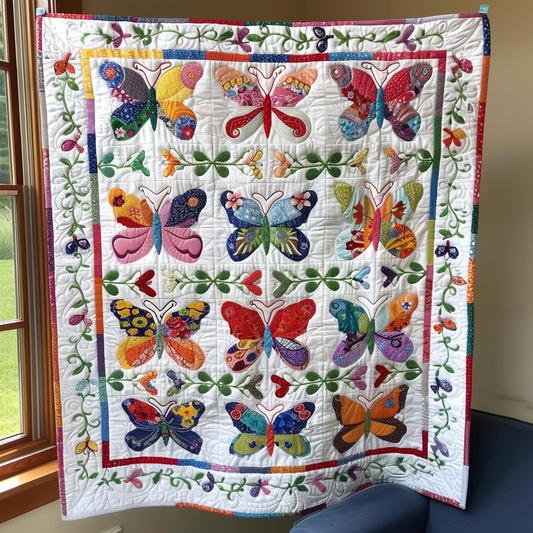 Fluttering Butterflies Quilted Blanket NCU0VL053